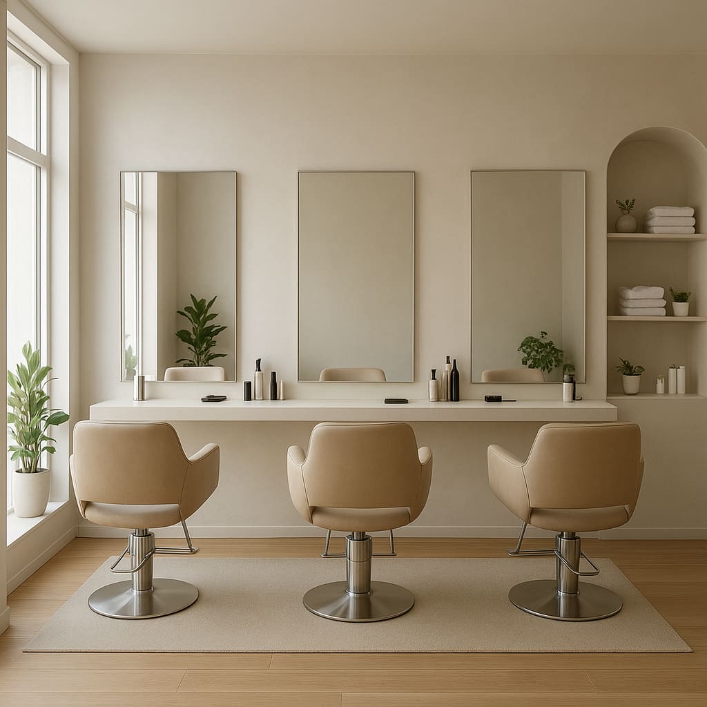 Interior moderno de salón de belleza en Madrid